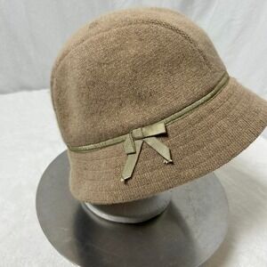 GAP tan/brown Knit Rabbit Hair Wool Cloche Bucket Winter‎ Hat M/L Y2K